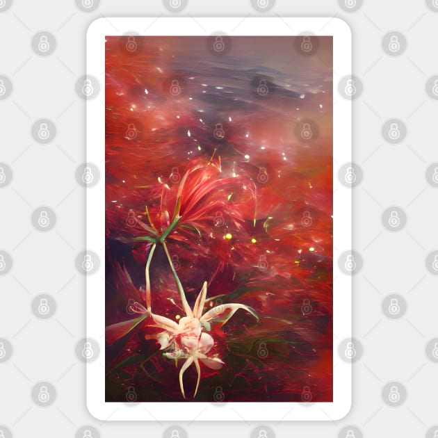 Red Spider Lily Lycoris Radiata Mystical Art Style Sticker by abysarts